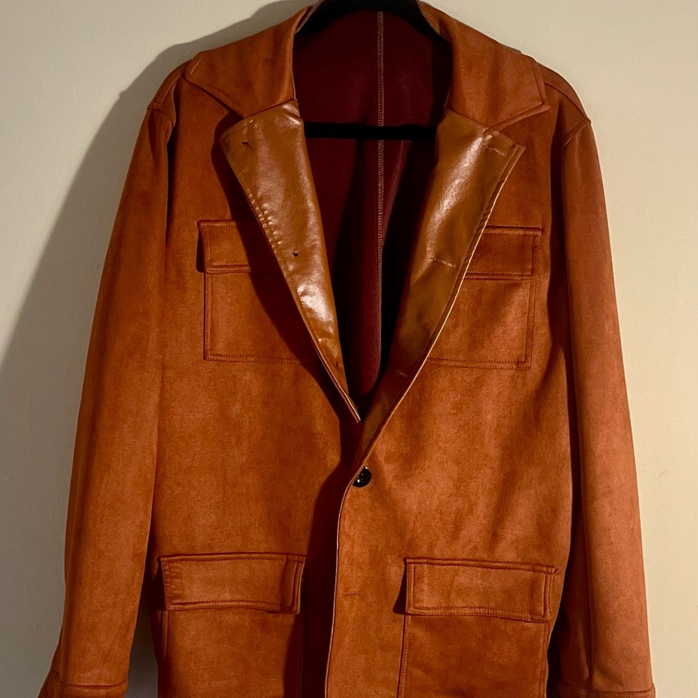 Women's Rust Brown Trench Coat with Notch Lapel